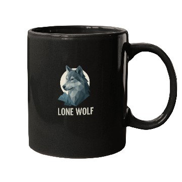 Discover Lone Wolf – Geometric Wolf Head under Moon Wildern Mugs