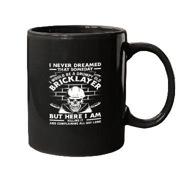 Discover Bricklayer Grumpy Old Skull Humor Quote Mugs
