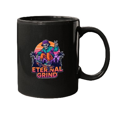 Discover Retro Skeleton Skater – Eternal Grind Mugs