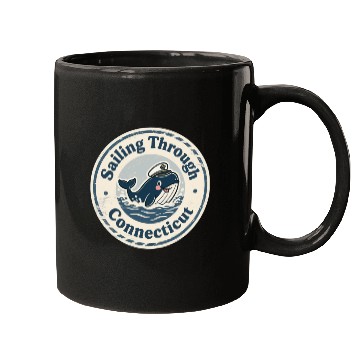 Discover Connecticut Whale Captain Design Mugs