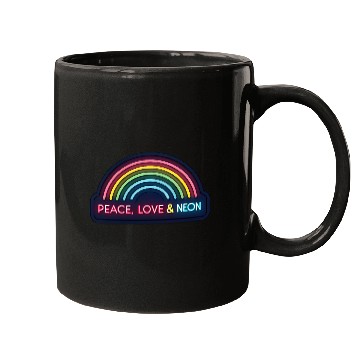 Discover Peace Love Neon Rainbow 70s Mugs
