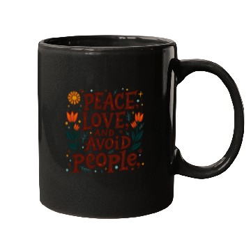 Discover Retro Aesthetic Mugs - Peace, Love, and Avoid