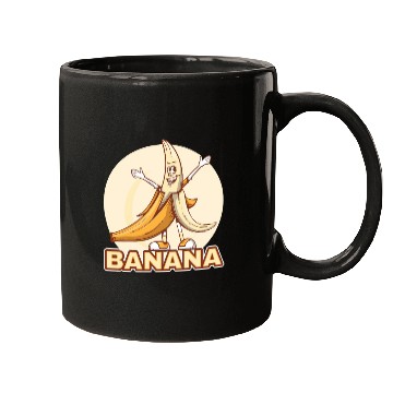 Discover Playful Banana Character Illustration Mugs