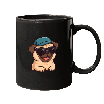 Discover Cool pug with sunglasses summer joy cartoon Mugs
