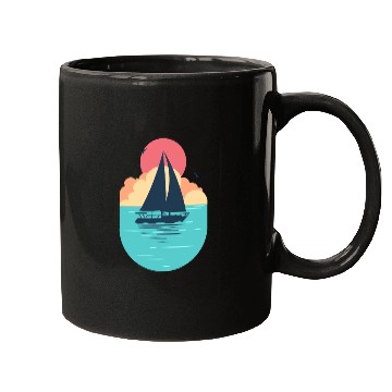 Discover Sunset Sailboat Ocean Mugs Design
