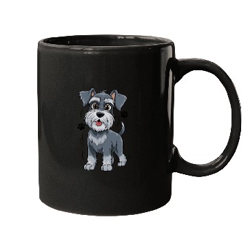 Discover Adorable Schnauzer Pup Illustration With Big Eyes Mugs