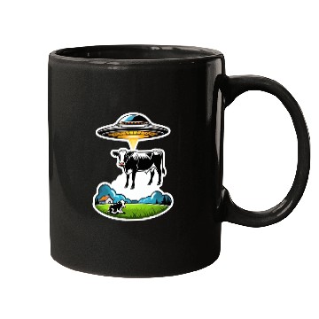 Discover Alien UFO cow abduction Mugs