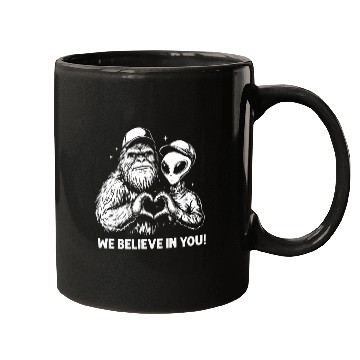 Discover Alien Bigfoot Heart Hands Cryptid Funny Mugs