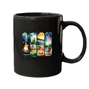 Discover Brushstroke Camping Life Mugs