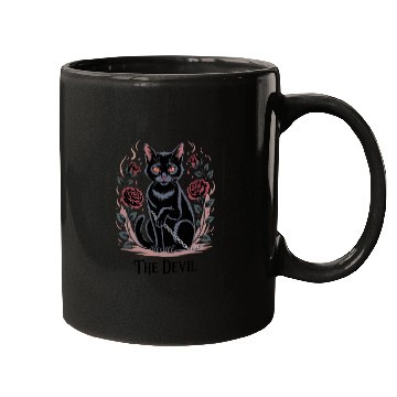 Discover The Devil Tarot Cat Art Mugs