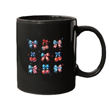 Discover America Cherry Bow 4th of July Mugs