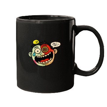 Discover Crazy Cartoon Face with Multicolor Eye – Funny Mugs