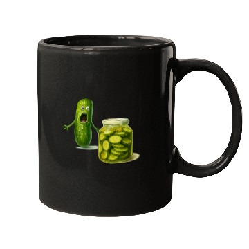 Discover Funny Pickle Cartoon Cute Dill Pickle Jar Reaction Mugs
