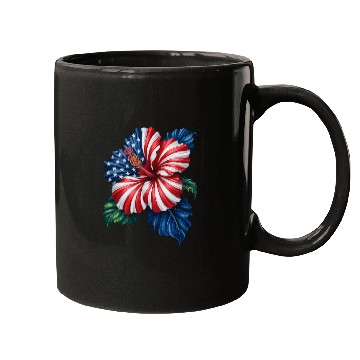 Discover Hibiscus Flower Patriotic American Flag 4th Mugs