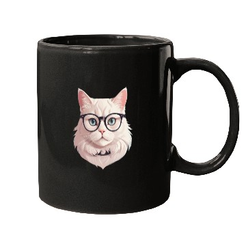 Discover Nerdy cat with large glasses Mugs