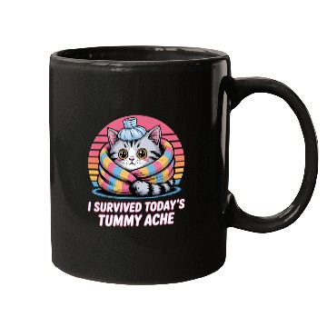 Discover I Survived Today’s Tummy Ache Cat Mugs
