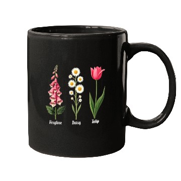 Discover Foxglove Daisy Tulip Vintage Botanical Flowers Mugs
