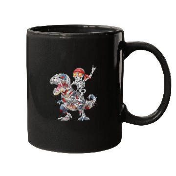 Discover Rocker Skeleton Riding Mummy Dinosaur Halloween Mugs