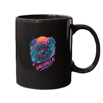 Discover Viking Valhalla Norse Retro Vaporwave Mugs