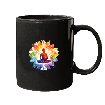 Discover Retro Zen Lotus Meditate Rainbow Mugs