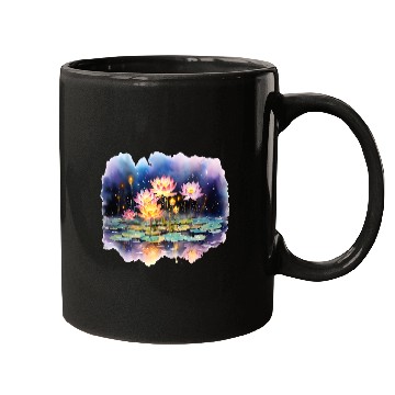 Discover Retro Zen Lotus Firefly Night Mugs