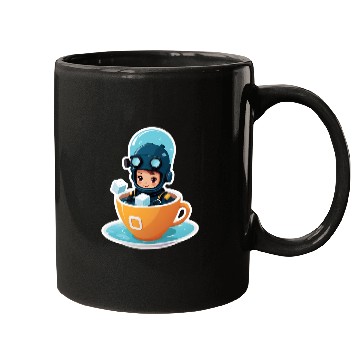 Discover Diver Coffee Cup Fantasy Sticker. Mugs