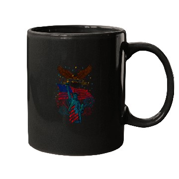 Discover US flag with eagle and statue of liberty Mugs