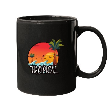 Discover Vibrant Tropical Sunset Scene Mugs