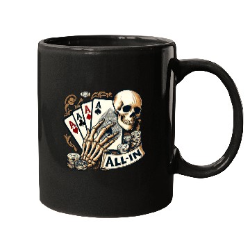 Discover Casino Cards Gambling Skeleton Hand Gothic Mugs
