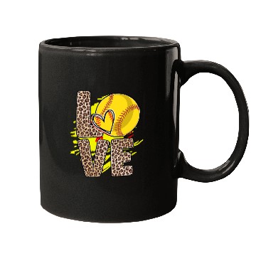 Discover Leopard Print Love Softball Heart Neon Splash Mugs