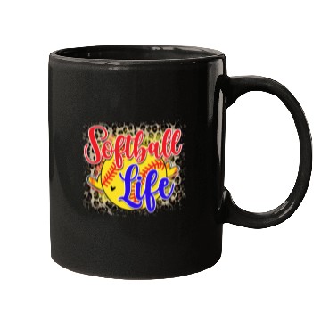 Discover Softball Life Leopard Print Grunge Mugs