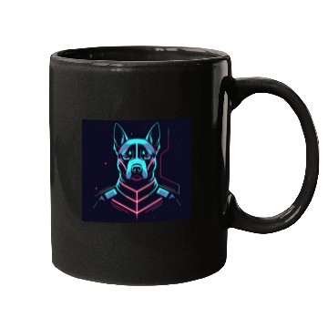 Discover Cyberpunk Neon Dog – Futuristic Tech Pet Design Mugs