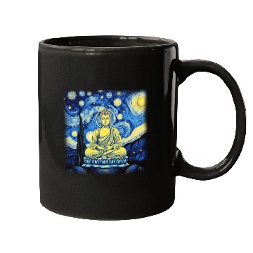 Discover Starry Night Buddha Zen Art Inspired by Van Gogh Mugs