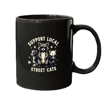 Discover Support Local Street Cats Funny Raccoon Opossum Mugs