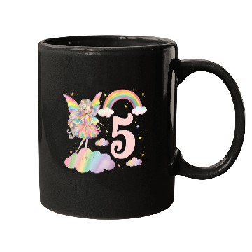 Discover Magical Rainbow Fairy Elf 5th Birthday Girl Mugs