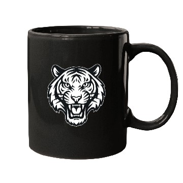 Discover Black and White Tiger Face Mugs