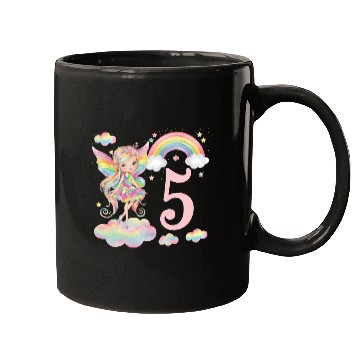 Discover Magical Rainbow Fairy Elf 5th Birthday Girl Mugs