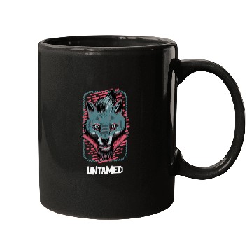 Discover Neon Wolf Portrait Illustration Mugs