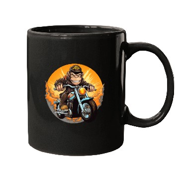 Discover Monkey Motorcycle / Motorcyclist Monkey Mugs