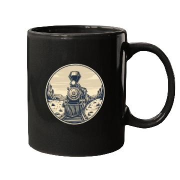 Discover Vintage Western Steam Train Badge Mugs