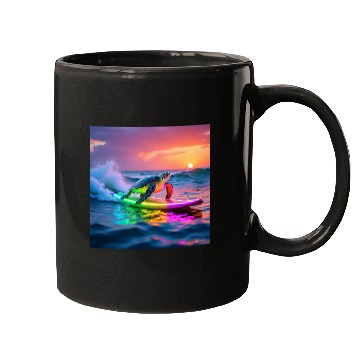 Discover sea turtle design neon turtle Mugs