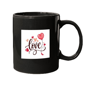 Discover heart shaped balloon with word love Mugs