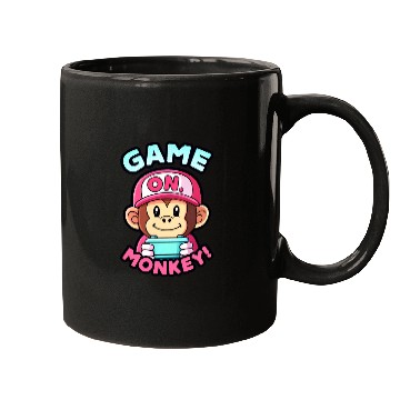 Discover Game On Monkey Handheld Retro 90s. Mugs