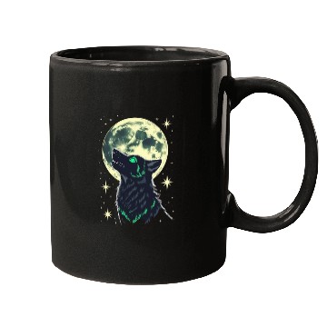 Discover Celestial Howl – Mystical Wolf Under Moonlight Mugs