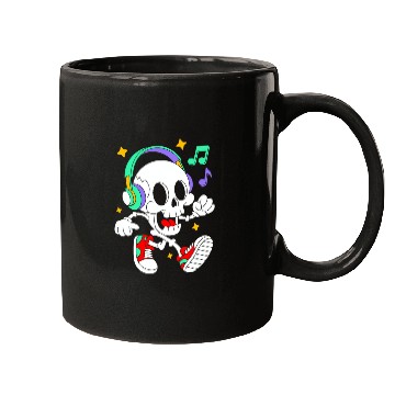 Discover Music Loving Skeleton with Headphones Mugs