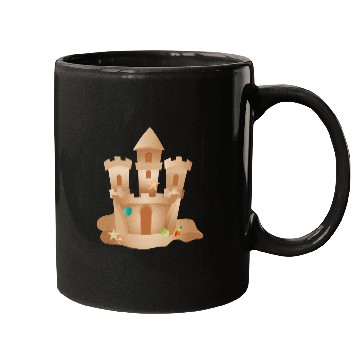 Discover Sandcastle with Shells and Starfish on the Beach Mugs