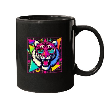 Discover Cool Retro Tiger with Neon Sunglasses  Mugs