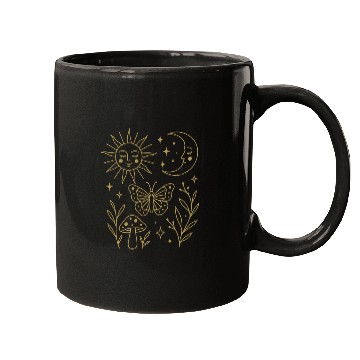 Discover Celestial Magic Moon and Sun Doodle Mugs
