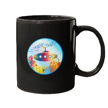 Discover Colorful Submarine in a Tropical Coral Reef Mugs