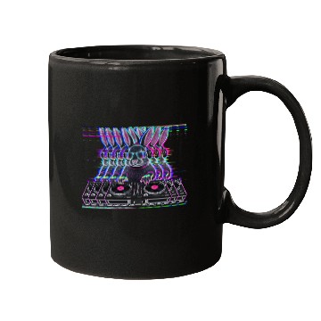 Discover Cyberpunk Neon Beat DJ Rabbit Mugs